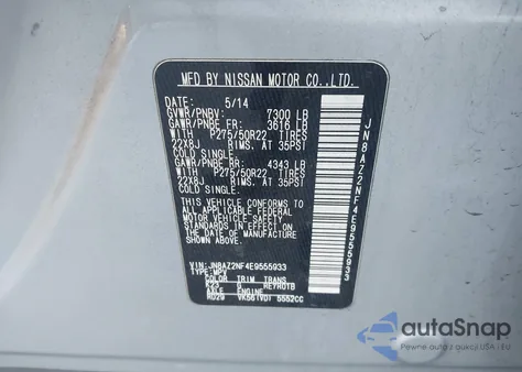 2014 Infiniti Qx80 from USA, damaged, VIN JN8AZ2NF4E9555933